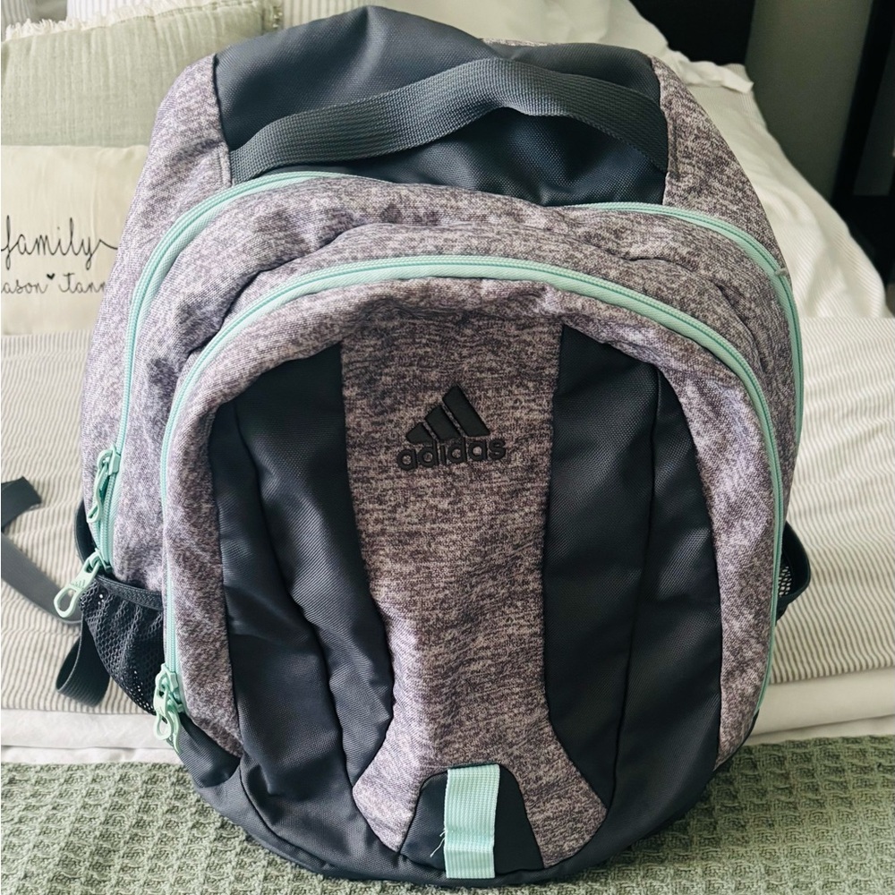 adidas Heather Gray Backpack with Mint Accents